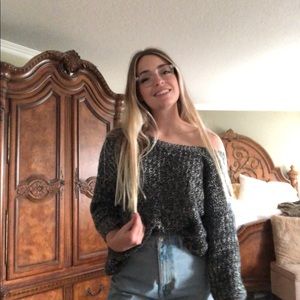 Off the shoulder grey Shein baggy sweater